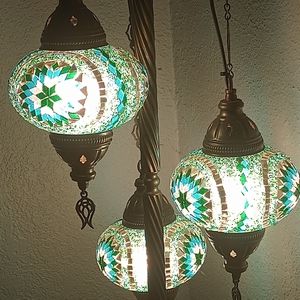 HANDMADE TURKISH MOSAIC LAMP -Moroccan Tiffany Style 3 Globe